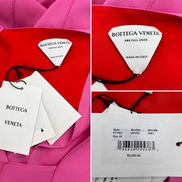 BOTTEGA VENETA Pink and Red Paneled Layered Cutout Maxi Dress Slits Size 6 NEW - Picture 13 of 16